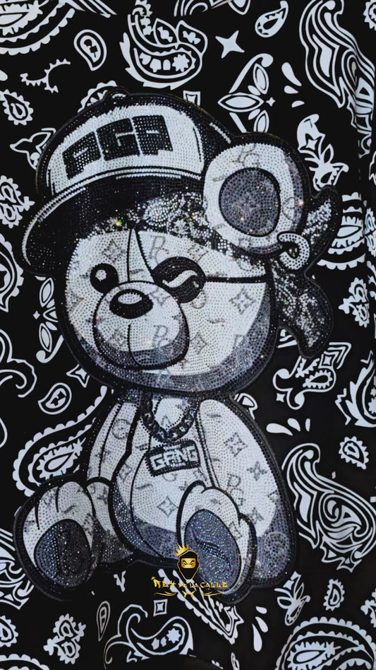 Conjunto Pirate Gang Paris de Chándal Negro y Blanco Paisley Oso Bandana con Capucha – En Oferta