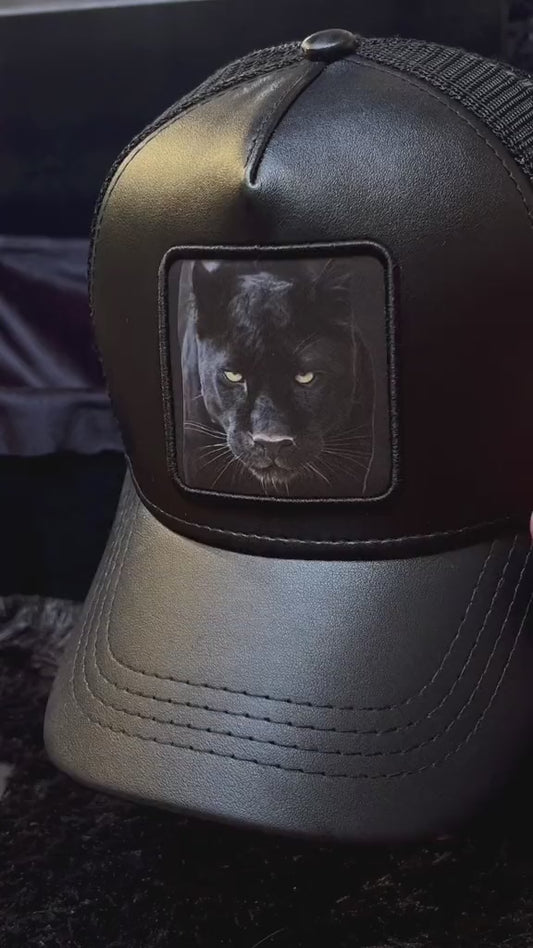 Gorra Black Angel Negra Frontal Cuero Pantera
