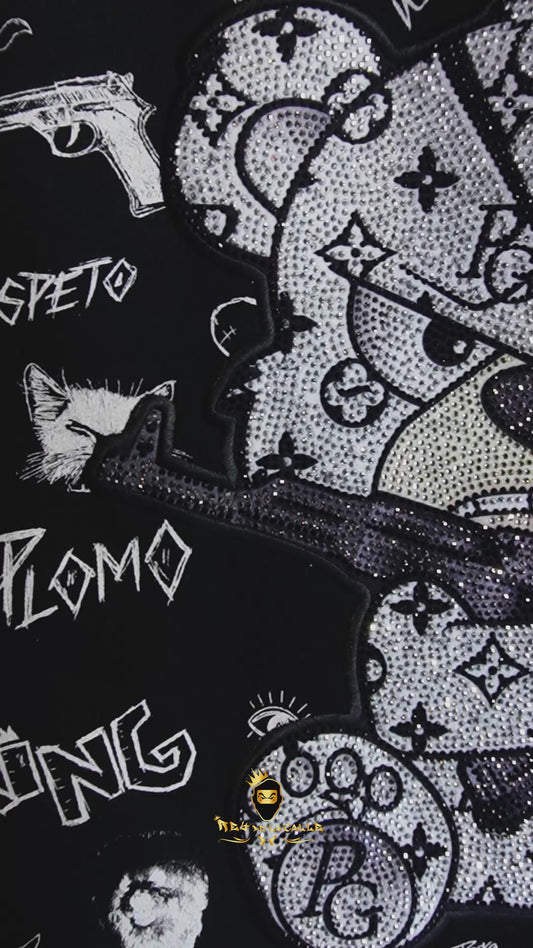 Conjunto Pirate Gang Paris de Chándal Negro Graffiti Bear El Patrón con Pedrería – En Oferta