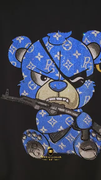 Conjunto Streetwear Pirate Gang Paris Blue Monogram Camiseta y Short Oso Táctico Azul