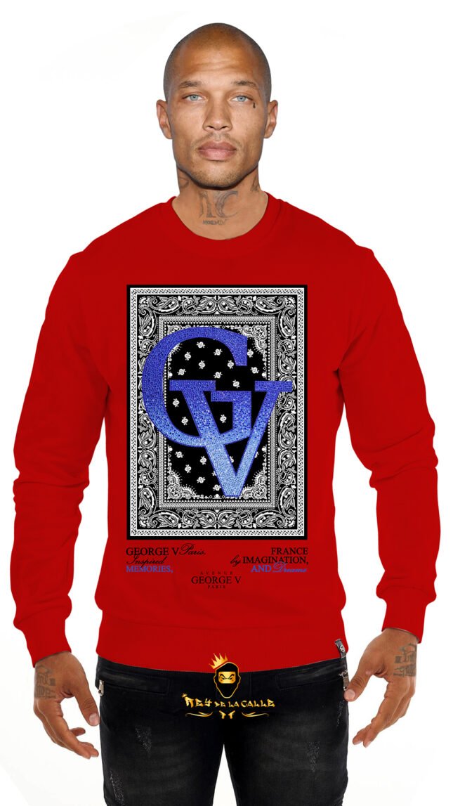 Sudadera George V París Roja Pedrería Brillante France Imagination